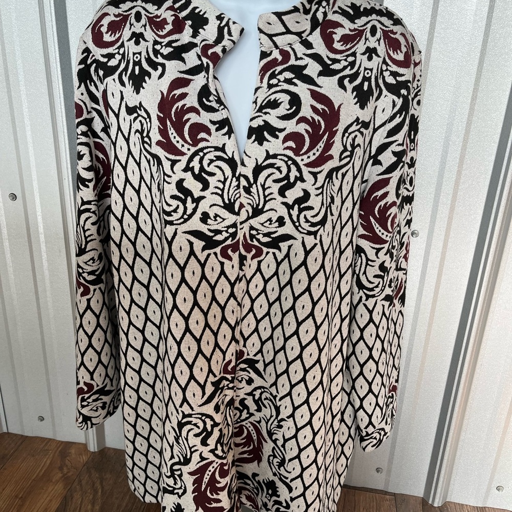 Peck & Peck Womens Tunic Top Size XL  black and brown pattern